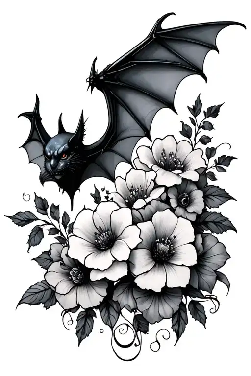 Gothic Bat And Flowers Wrapping