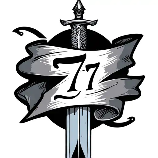 Dagger With Banner Wrapped With 77 Lies Written Inside