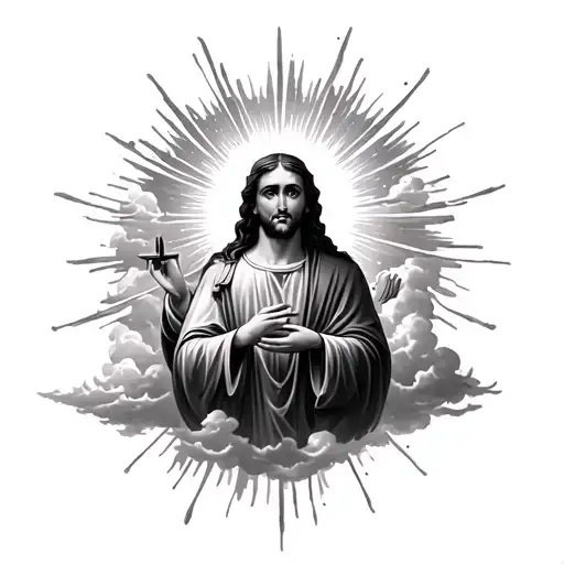 Religious With Rays And Clouds