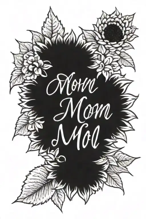 Sunflower And Carnation With Mom Written On It Simple And Small