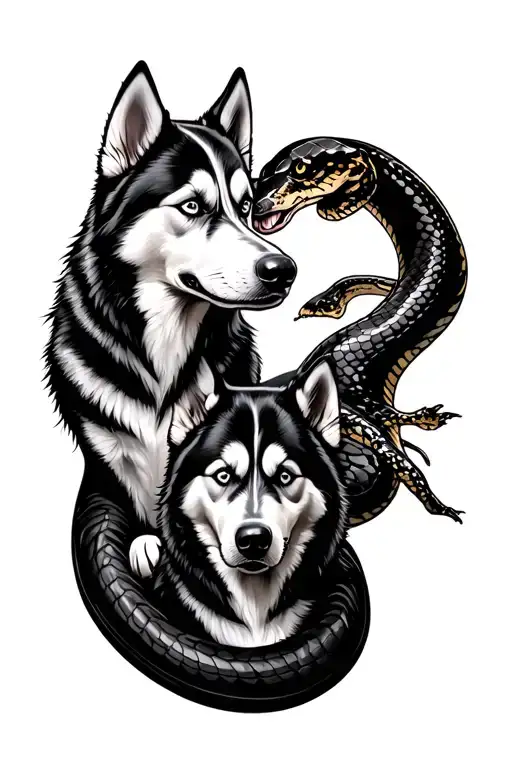 Surfboard With Siberian Husky On It One Cobra And One