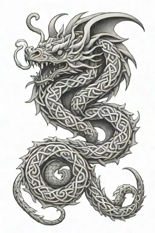 Celtic Knot Dragon Coiled