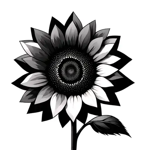 Geometric Trippy Sunflower With Geometric And Galatical Shapes