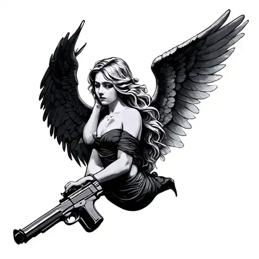 Angel With Gun Wrapped