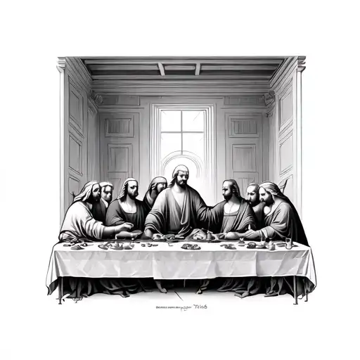 Last Supper Black And White Drawing