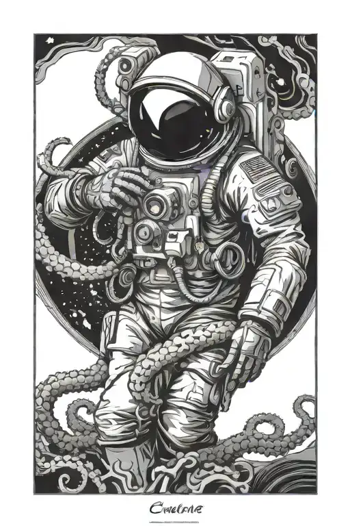 Astronaut Touch Diver Pulled By Octopus