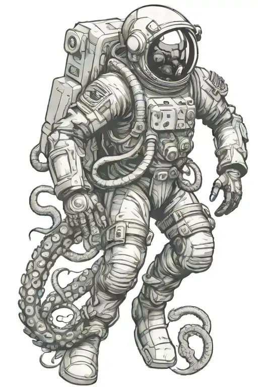 Astronaut Touch Diver Pulled By Octopus