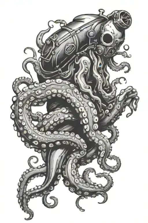 Diver Pulled By Octopus