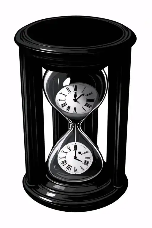 Hour Glass Shape With Grandfather Clock Inside Representing