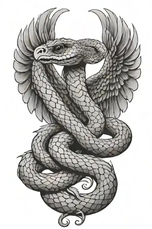 Snake With Wings Spread Wide