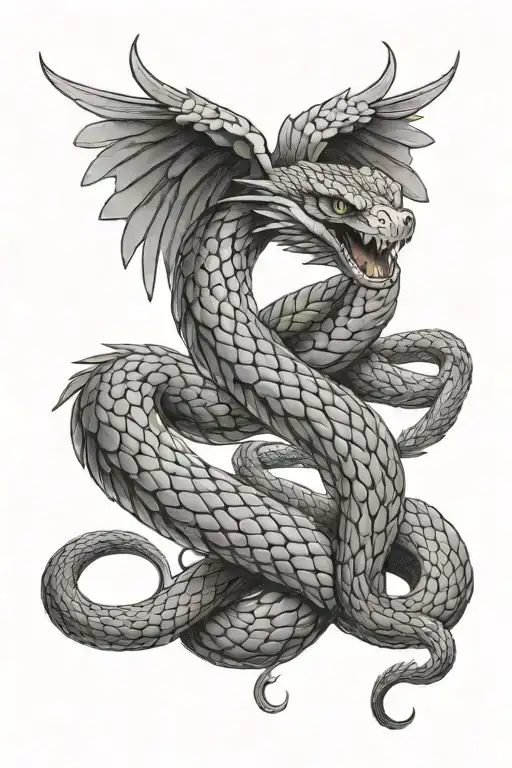 Snake With Wings Spread Wide