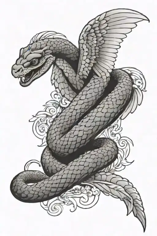 Snake With Wings Spread Wide