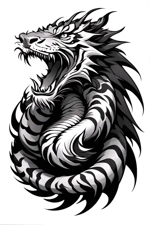 Dragon With Tiger Stripes Flash Design