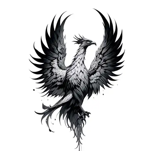 Single Continuous Line Drawing Of A Phoenix Rising