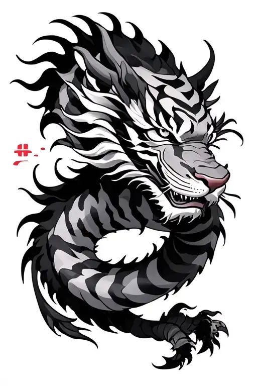 Japanese Dragon Traditional With Tiger Stripes