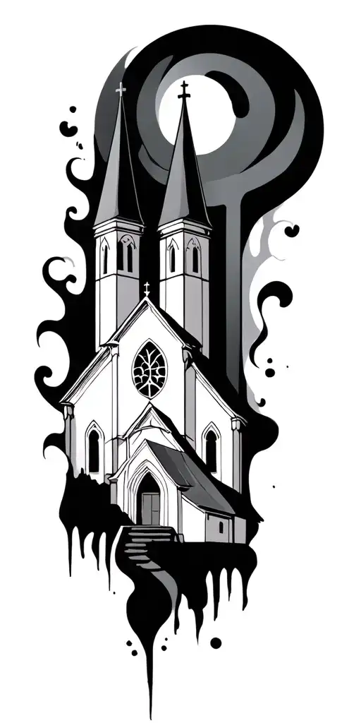 Church Silhouette Surrounded