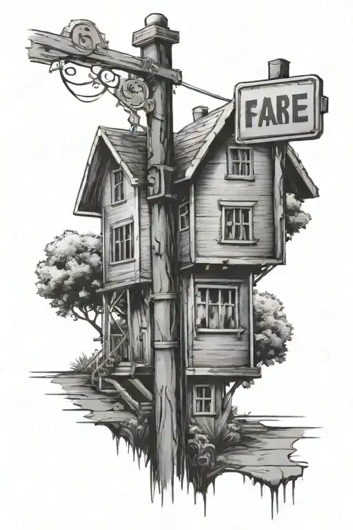 Street Sign With House In The Back