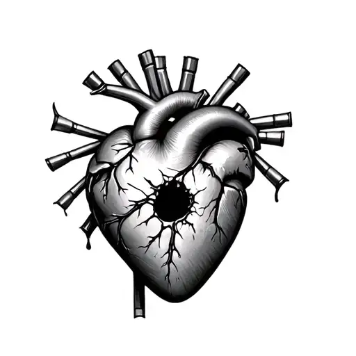 Realistic Heart With Bullet Hole