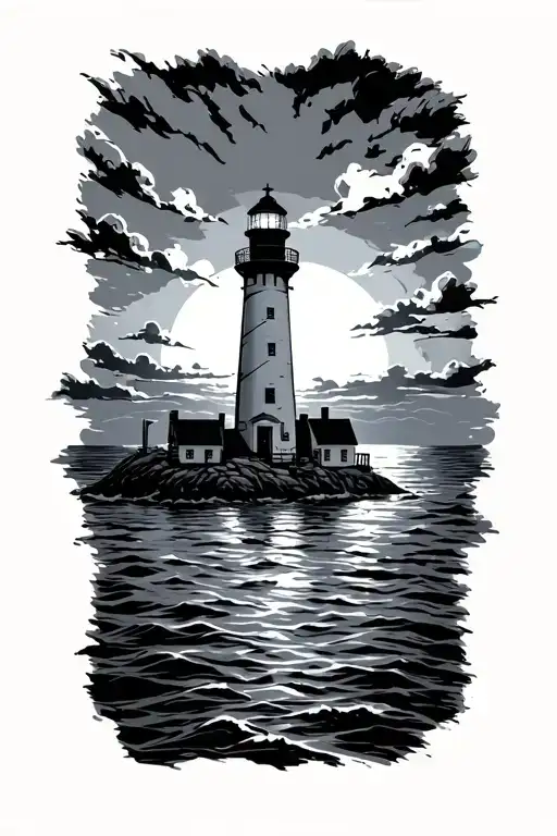 Maritim Anker Lighthouse Sea At Sunset