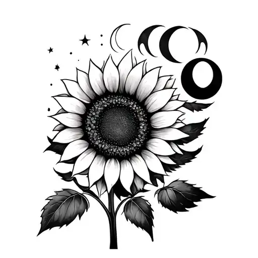 Sunflower And Moon Phases