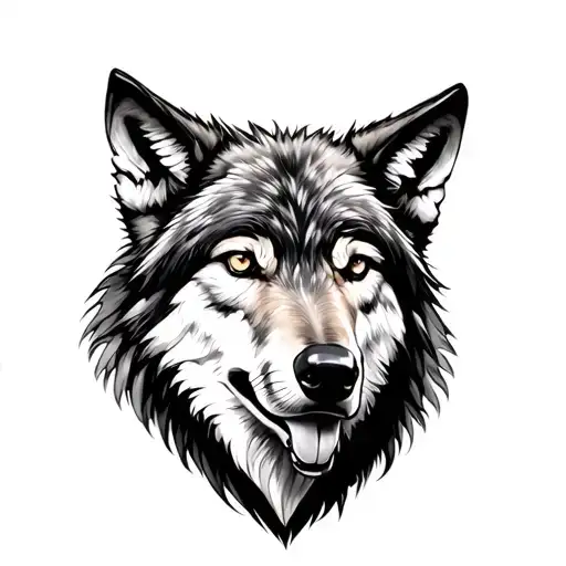 Wolf With Lip Curled On One Side Of Mouth