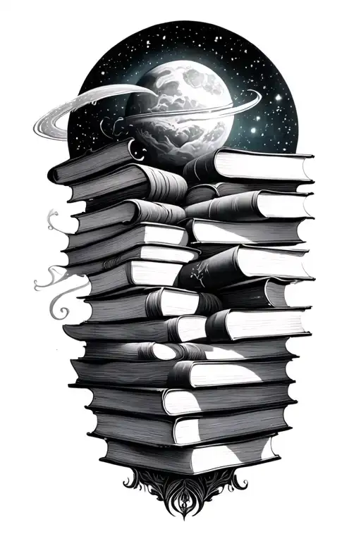 Stacks Of Books Surrounded By Space