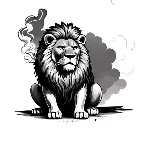 Lion Smoking A Cigarette