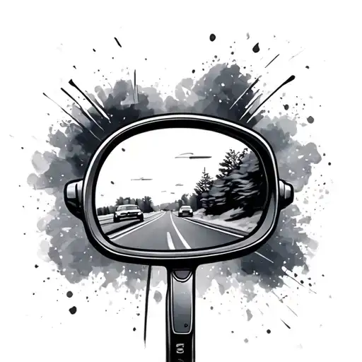 Road In Rear View Mirror