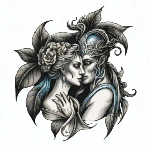 Tattoo Symbolize Hades And Persephone With Blue Shadows