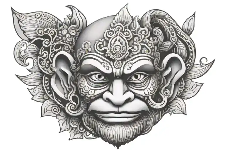 Bali Hanuman Face And Band Style