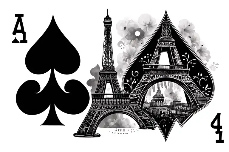 Heart Beats Leading To The Ace Of Spade Leading To The Eiffel Tower