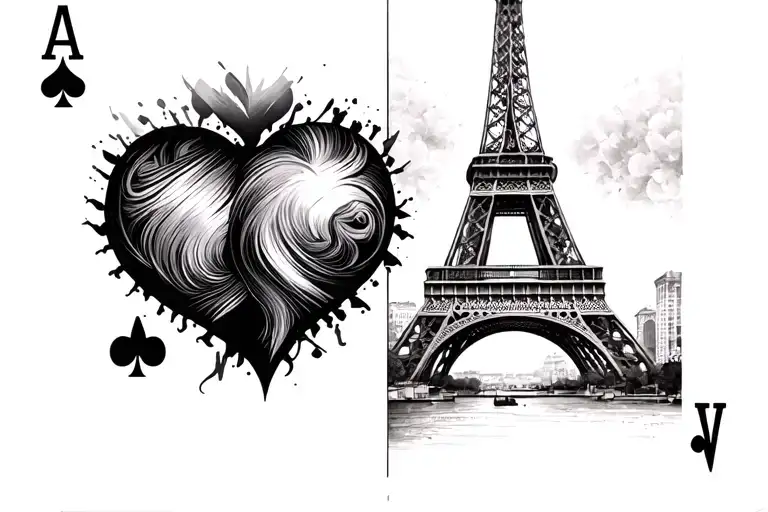 Heart Beats Leading To The Ace Of Spade Leading To The Eiffel Tower