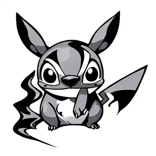 Half Pikachu And Stitch Tribal