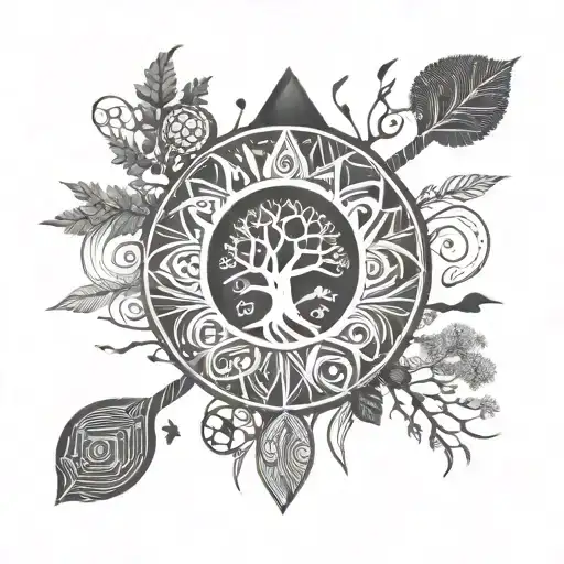 Pachamama Symbol Incorporating Elements Like Trees