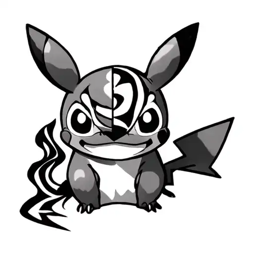 Half Pikachu And Half Stitch Tribal