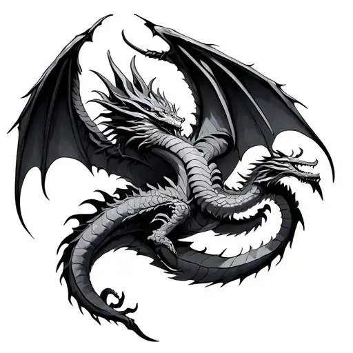 Tramp Stamp That Has Folded Dragon Wings With A Unique Design In The Middle