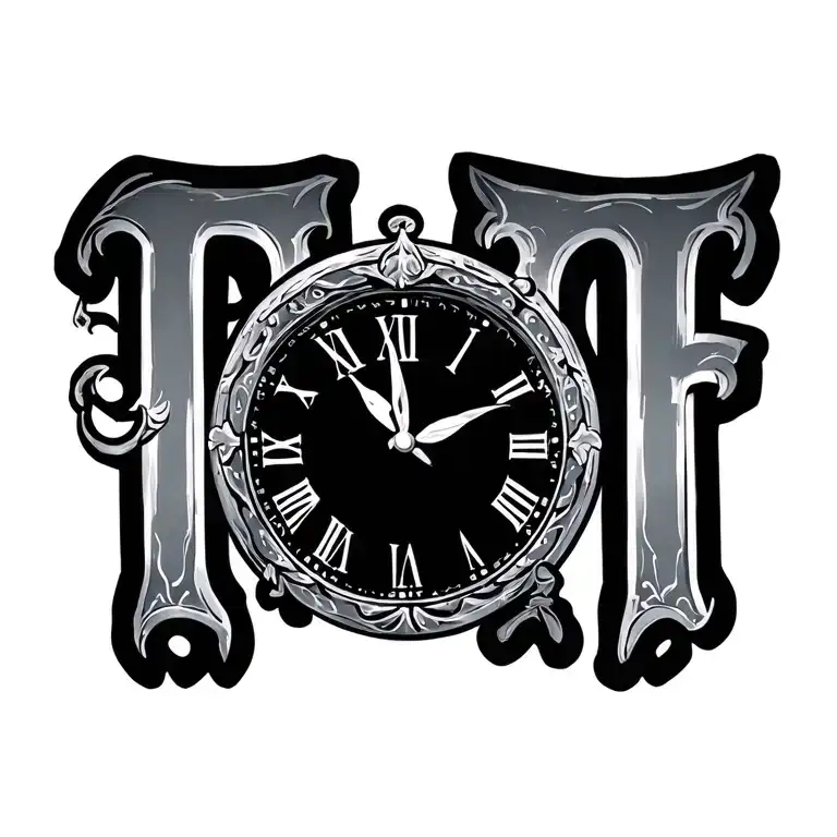 5 Kids Initials With Clock