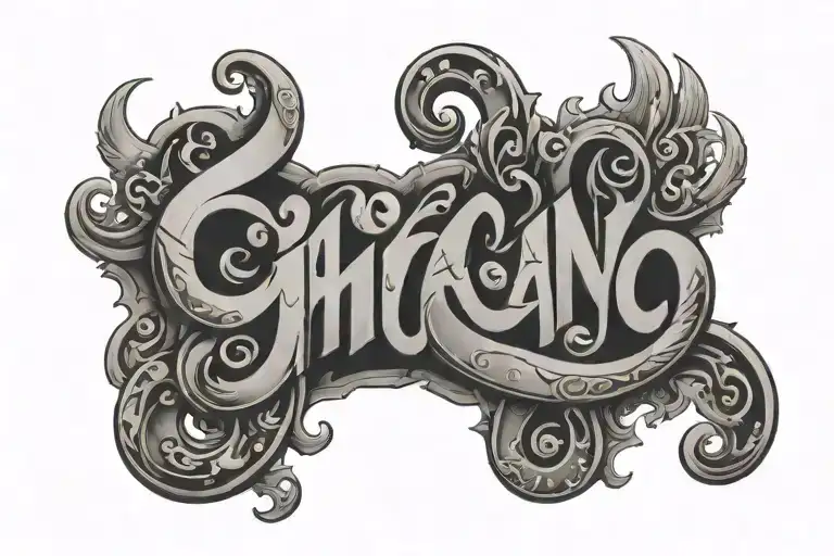 Chicano Lettering Smoke Neck Tattoo Design
