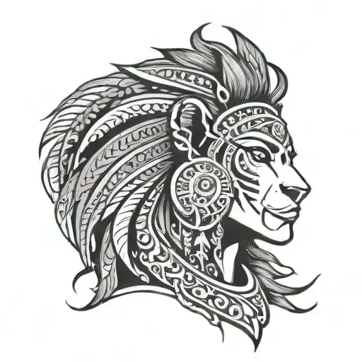 Tribal Woman With Lion Head