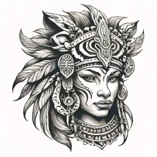 Tribal Woman With Lion Headdress Portrait