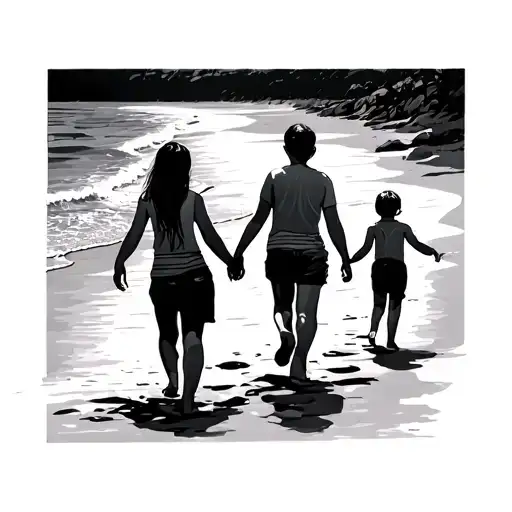 Young Family Walking To The Beach
