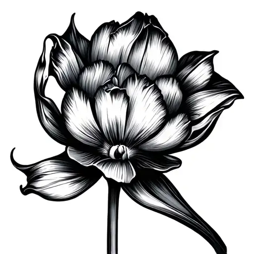 Abstract Fine Line Flower Tulip Bulb Emerging