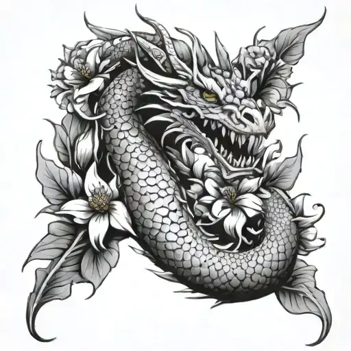 Dragon Wrapped With Flowers