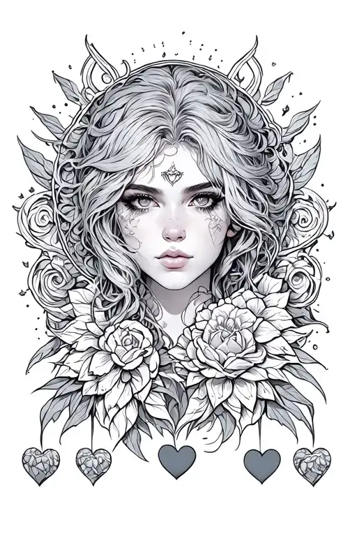 Gemini Sybmol As Main Character With Three Hearts Around It