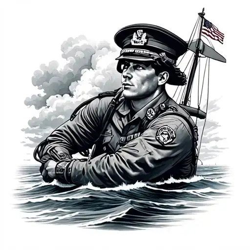 Mash Up Of Coast Guard Nautical Career Incorporating Elements On Calf