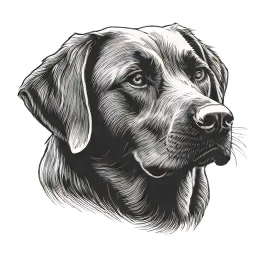 Minimalist Finline Labrador Dog Sitting Alone