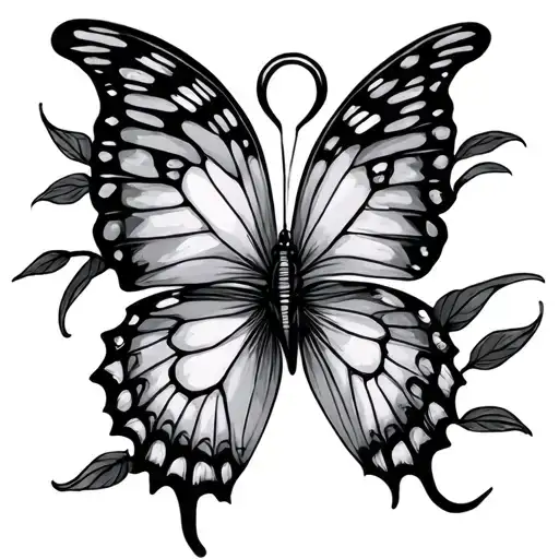 Butterfly And Cancer Symbol Intertwined