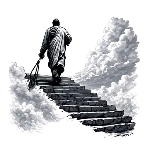 Man Walking Up Stairway To Heaven