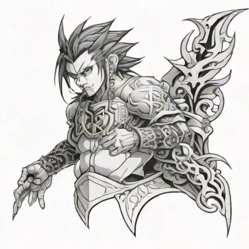 Finish The Tattoo Sleeve Using A Reference Of Anime Beserk Be Seen With Good Detail