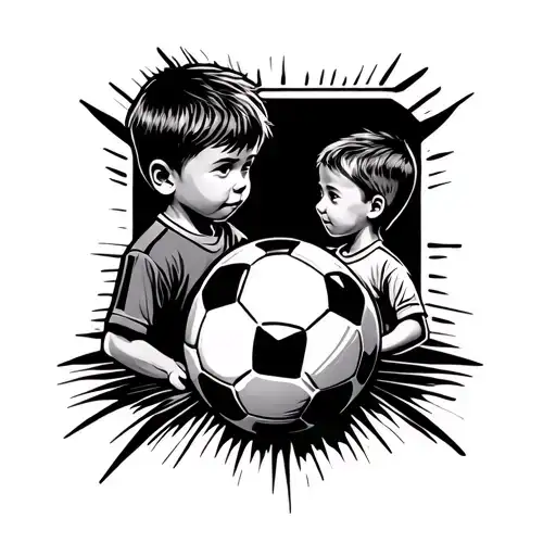 Soccer Ball And Children Boy